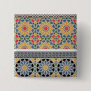 Wall tiles from the mihrab of the Mosque of Cheykh 2 Inch Square Button