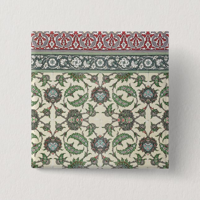 Wall tiles of the Mosque of Cheykhoun, from 'Arab 2 Inch Square Button (Front)