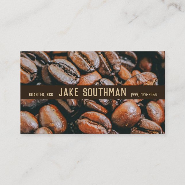 Wall-to-Wall Coffee Beans on Customizable Business Card (Front)