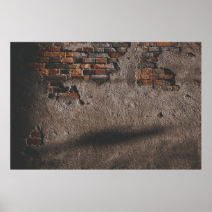 Wall with broken bricks poster