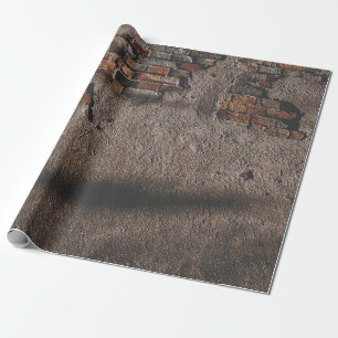 Wall with broken bricks wrapping paper