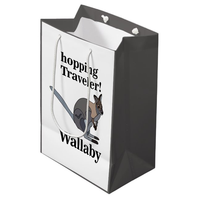 Wallaby Animal Hopping Traveller Wildlife Funny Medium Gift Bag (Front Angled)
