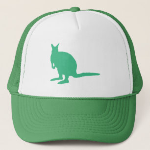 Wallaby. Animal in Green. Trucker Hat