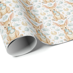 Wallaby Cute Baby Pastel Watercolor Pattern  Wrapping Paper