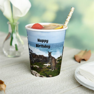 Wallaby On Seaside Rocks, Paper Cups