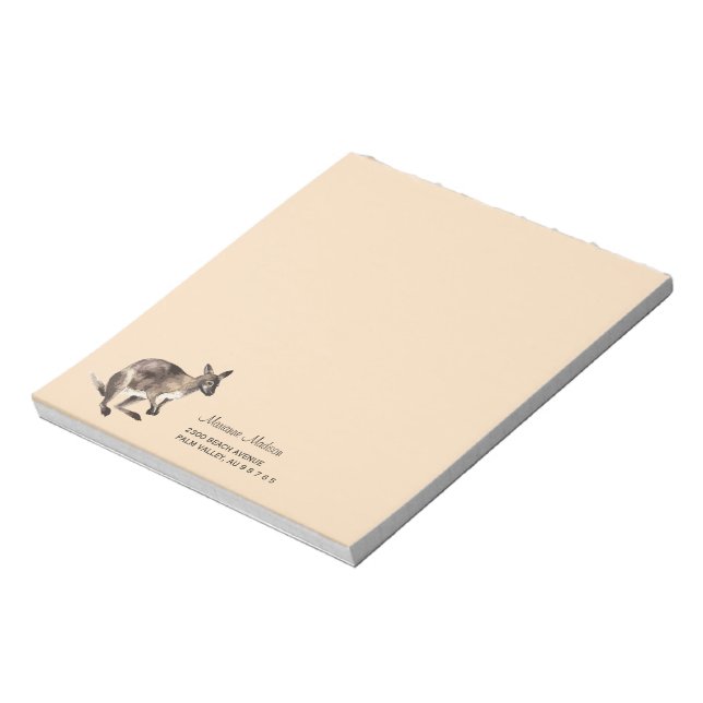 Wallaby painted with watercolor sepia tones notepad (Rotated)