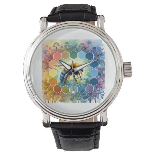 Wallace bee painting 130724AREF109 - Watercolor Watch (Front)