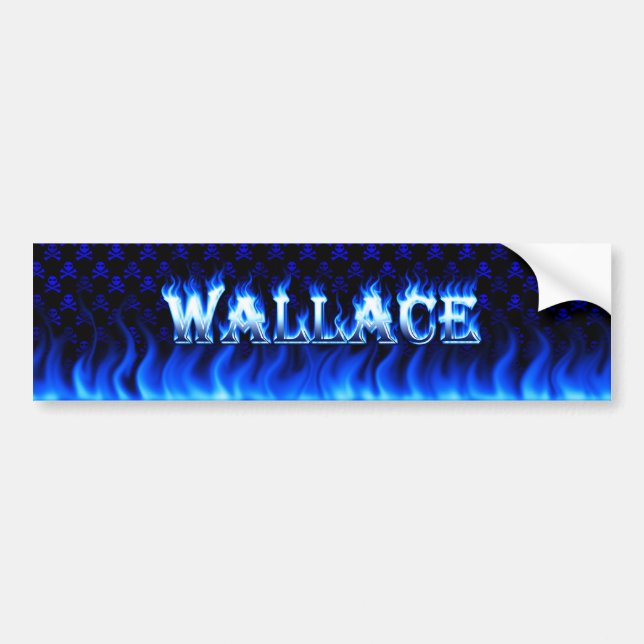 Wallace blue fire and flames bumper sticker design (Front)