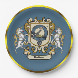Wallace Clan Badge Blue Personalized  Paper Plate