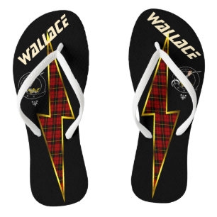 Wallace Clan Badge Lightning Bolt Black Flip Flops