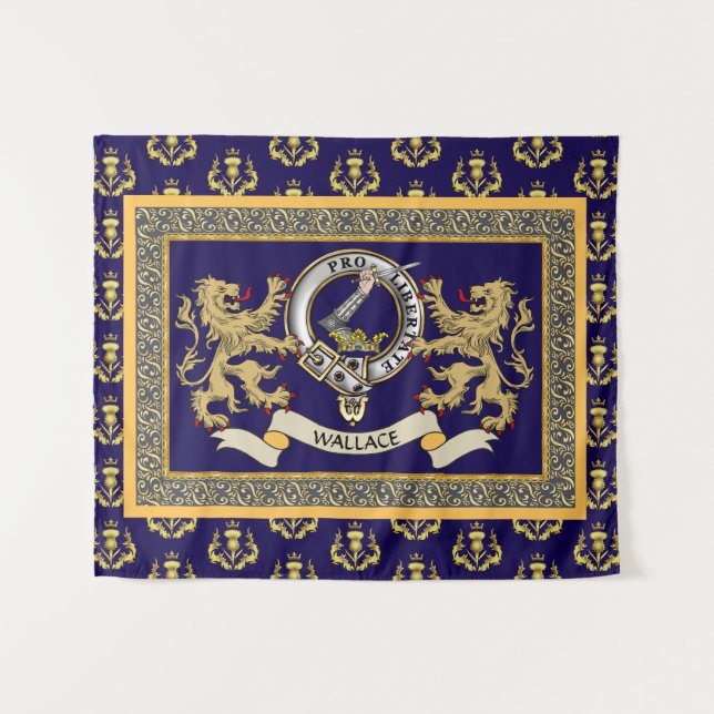 Wallace Clan Badge Personalized Blue Tapestry (Front (Horizontal))