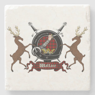 Wallace Clan Badge & Tartan Coasters