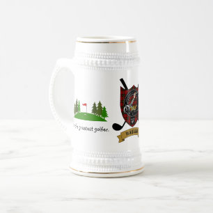 Wallace Clan Badge & Tartan Personalized Beer Stein