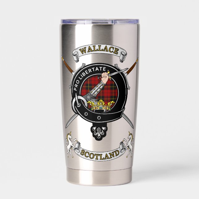 Wallace Clan Badge Tartan & Swords Insulated Tumbler (Front)
