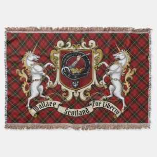 Wallace Clan Badge & Tartan Throw Blanket