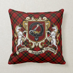 Wallace Clan Badge & Tartan Throw Pillow