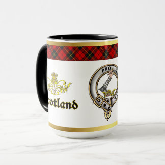 Wallace Clan Badge Tartan w/Gold Rim Mug