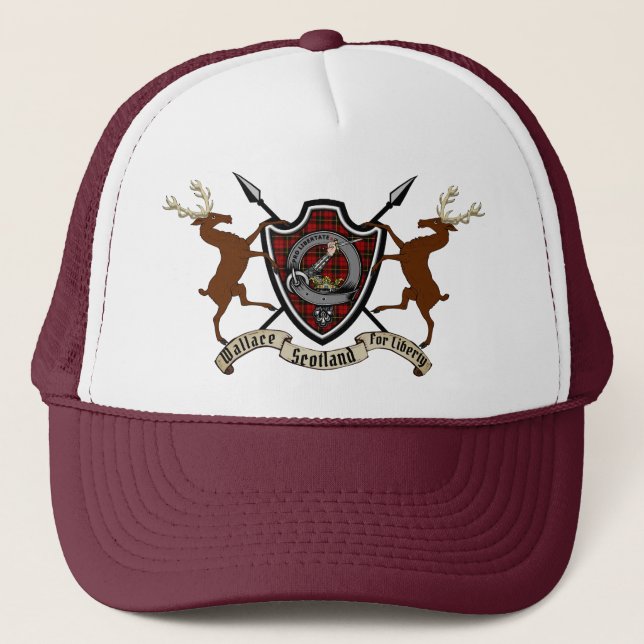 Wallace Clan Badge & Tartan w/Stags Trucker Hat (Front)