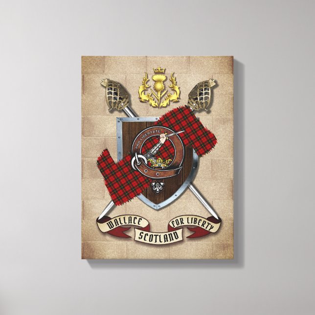 Wallace Clan Badge W/Crossed Swords  Canvas Print (Front)