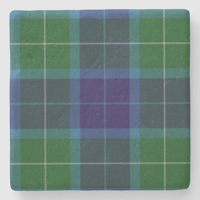 Wallace Clan Tartan Plaid Stone Coaster (Front)