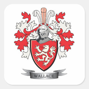 Wallace Family Crest Coat of Arms Square Sticker