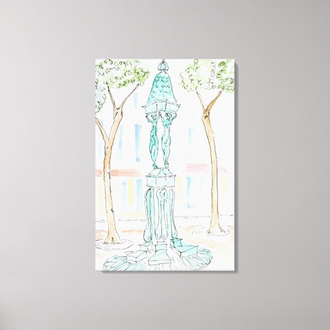 Wallace Fountain on Rue Brea | Paris, France Canvas Print (Front)
