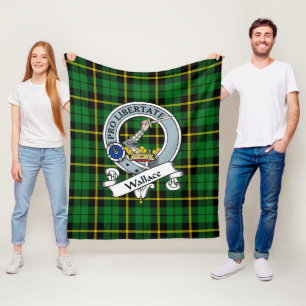 Wallace Green Clan Badge Tartan Plaid Fleece Blanket