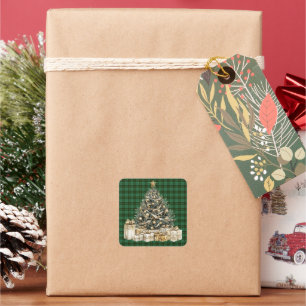 Wallace Hunting Scottish Tartan Christmas Square Sticker