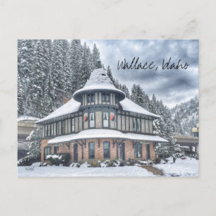 Wallace Idaho Depot in Winter Postcard