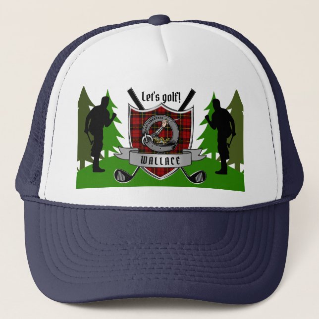 Wallace Personalized Clan Badge Golf Trucker Hat (Front)