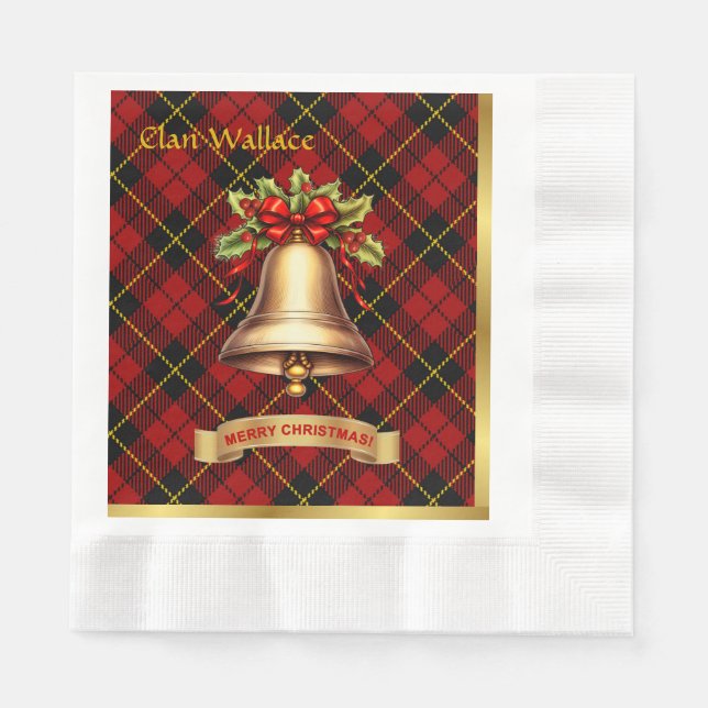 Wallace Personalized Tartan Christmas Napkin (Front)