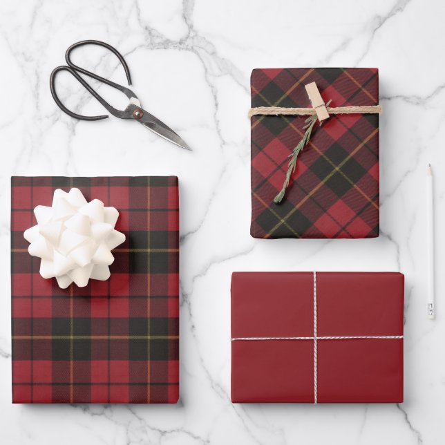 Wallace Red Scottish Clan Tartan   Wrapping Paper Sheet (Front)
