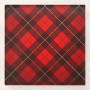 Wallace tartan background glass coaster