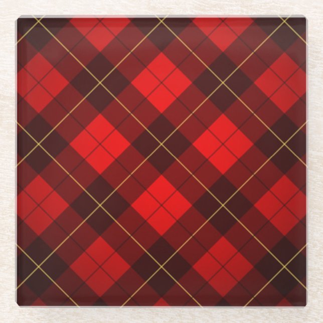 Wallace tartan background glass coaster (Front)