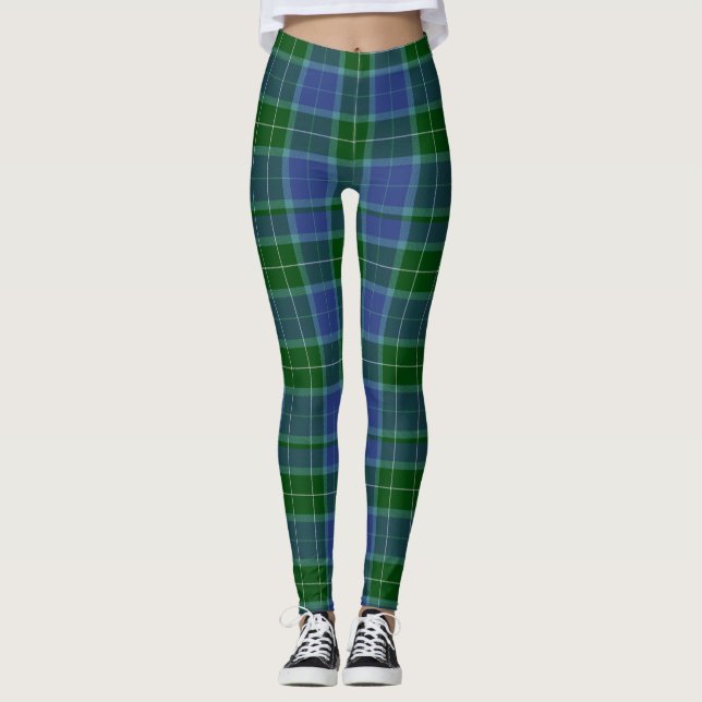 Wallace Tartan Blue & Green Leggings (Front)