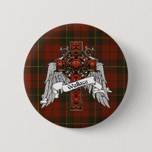 Wallace Tartan Cross 2 Inch Round Button