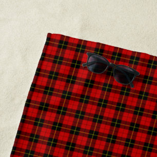 Wallace tartan red black plaid beach towel