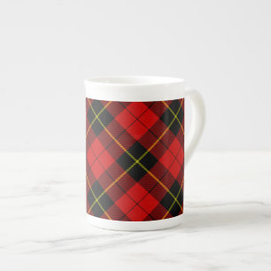 Wallace tartan red black plaid bone china mug