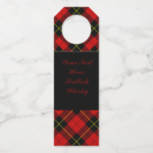 Wallace tartan red black plaid bottle tag