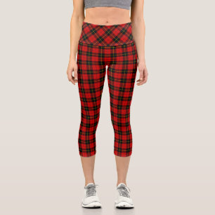 Wallace tartan red black plaid capri leggings