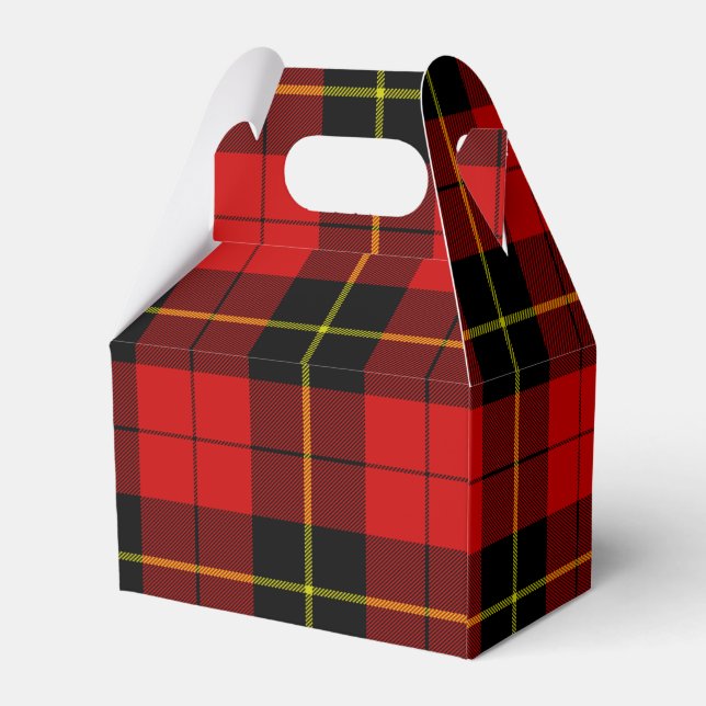 Wallace tartan red black plaid favor box (Back Side)
