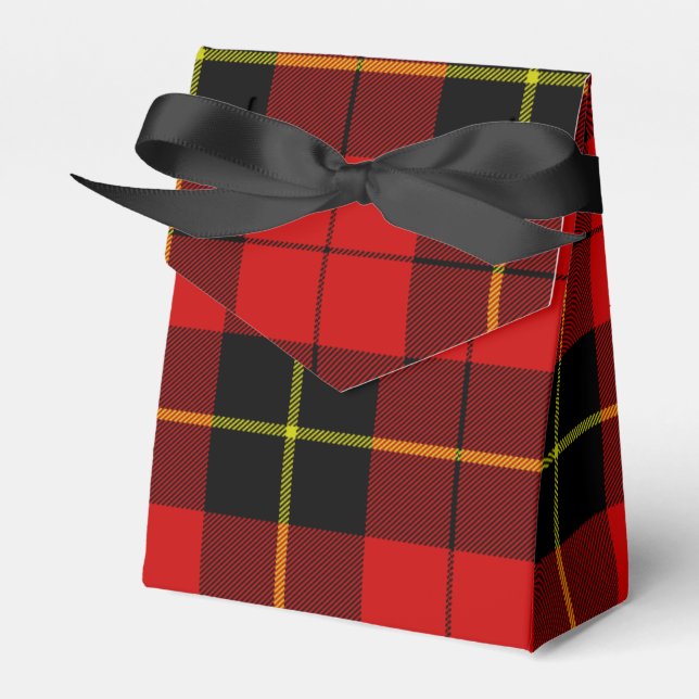 Wallace tartan red black plaid favor box (Front Side)