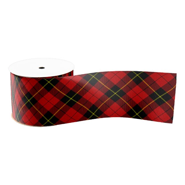 Wallace tartan red black plaid grosgrain ribbon (Spool)