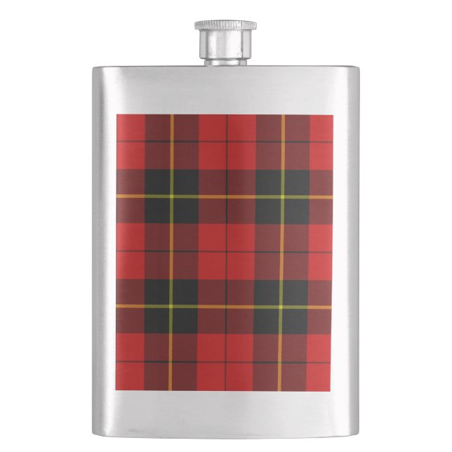 Wallace tartan red black plaid hip flask (Front)
