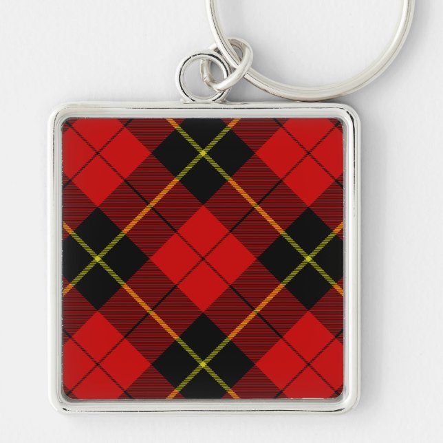 Wallace tartan red black plaid keychain (Front)
