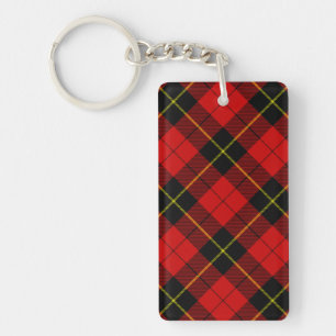 Wallace tartan red black plaid keychain