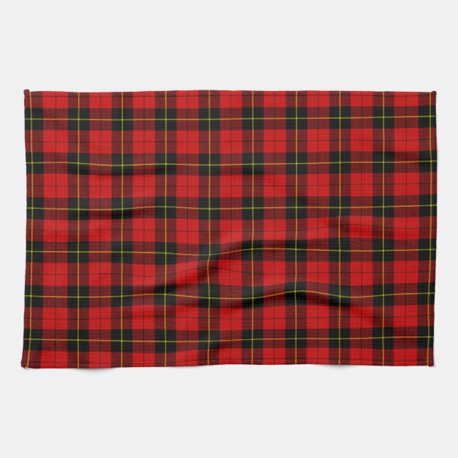 Wallace tartan red black plaid kitchen towel (Horizontal)