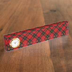 Wallace tartan red black plaid nameplate