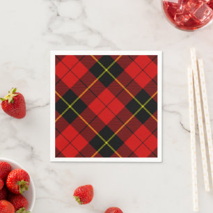 Wallace tartan red black plaid napkin