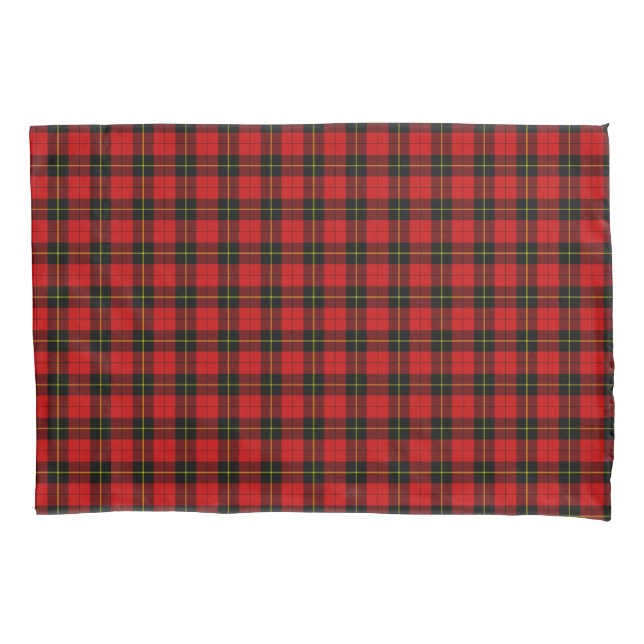 Wallace tartan red black plaid pillowcase (Front-Left)